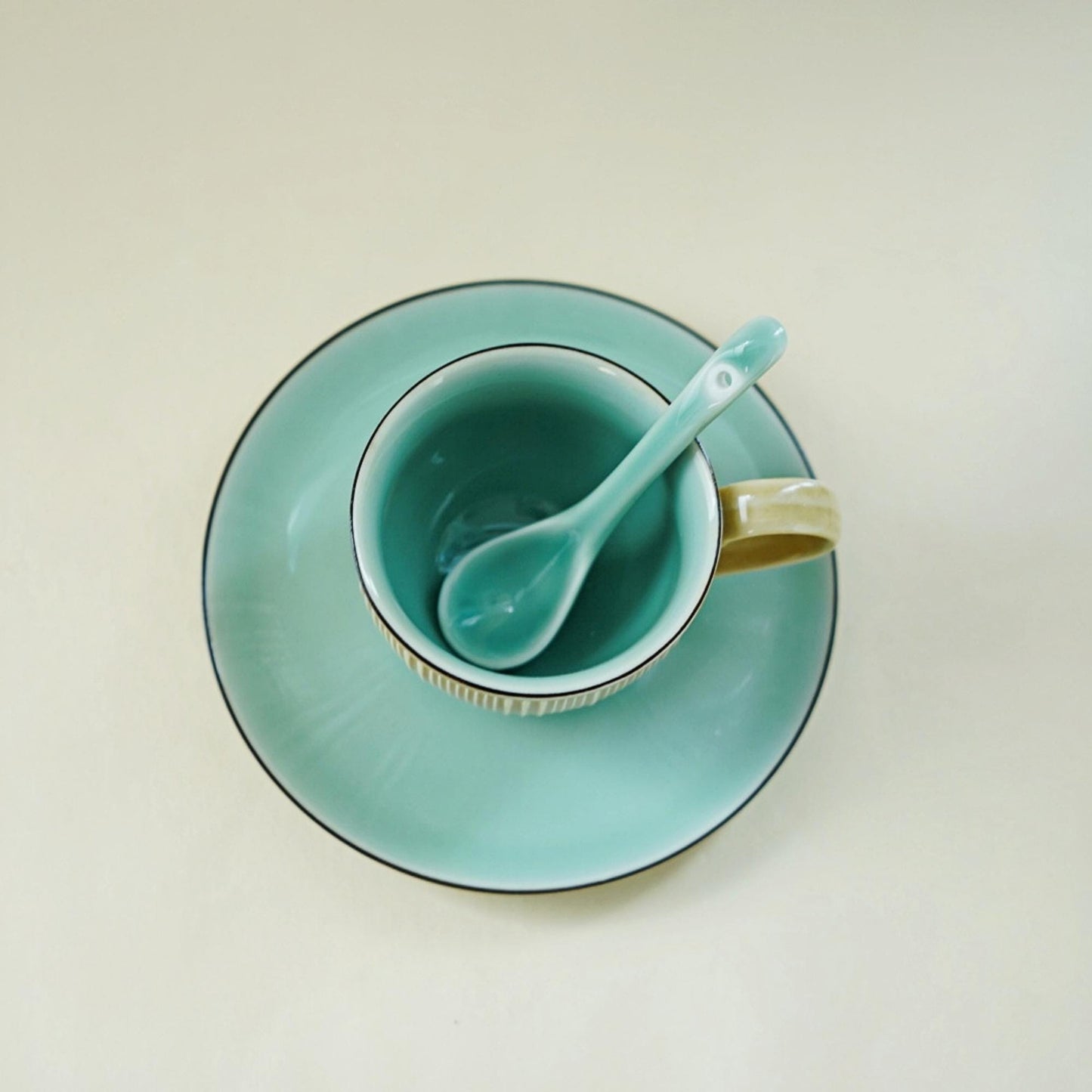 Handmade Ceramic Coffee Cup Set, Longquan Celadon Mug, Minimalist Wabi-Sabi Porcelain Coffee Cup, Personalized Gift, Custom Engraved Mug