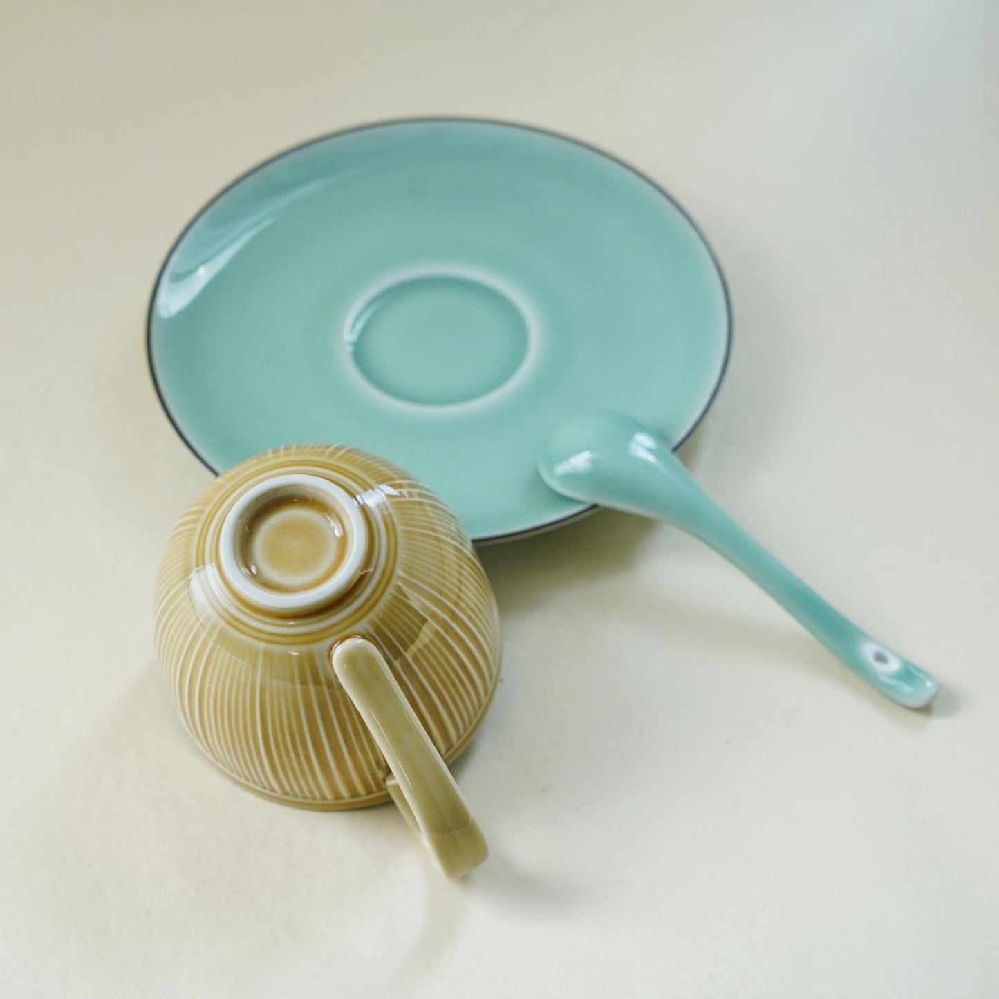 Handmade Ceramic Coffee Cup Set, Longquan Celadon Mug, Minimalist Wabi-Sabi Porcelain Coffee Cup, Personalized Gift, Custom Engraved Mug