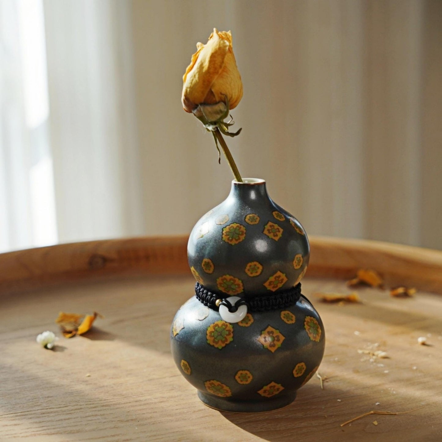 Mini Gourd Vase for Zen Home | Ritual Bud Vase | Lucky Ceramic Decor | Oriental Blessing Gift | Wabi Sabi Spirit Pottery