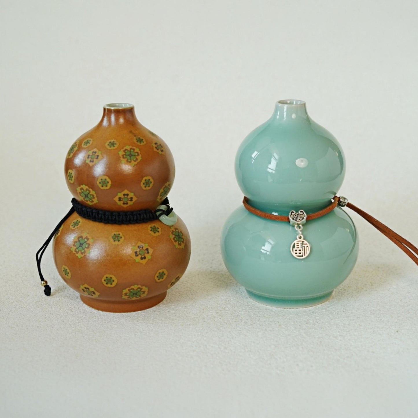 Mini Gourd Vase for Zen Home | Ritual Bud Vase | Lucky Ceramic Decor | Oriental Blessing Gift | Wabi Sabi Spirit Pottery
