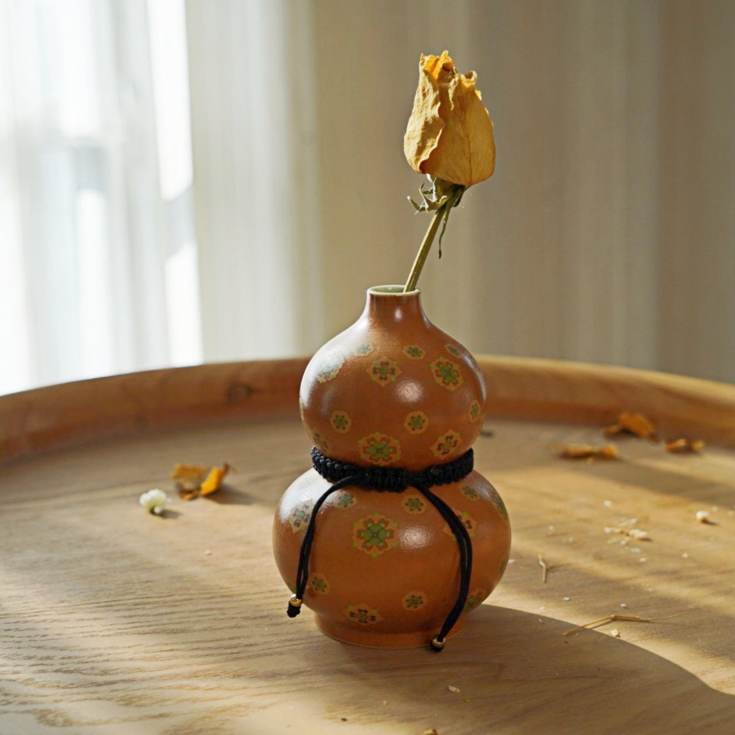 Mini Gourd Vase for Zen Home | Ritual Bud Vase | Lucky Ceramic Decor | Oriental Blessing Gift | Wabi Sabi Spirit Pottery