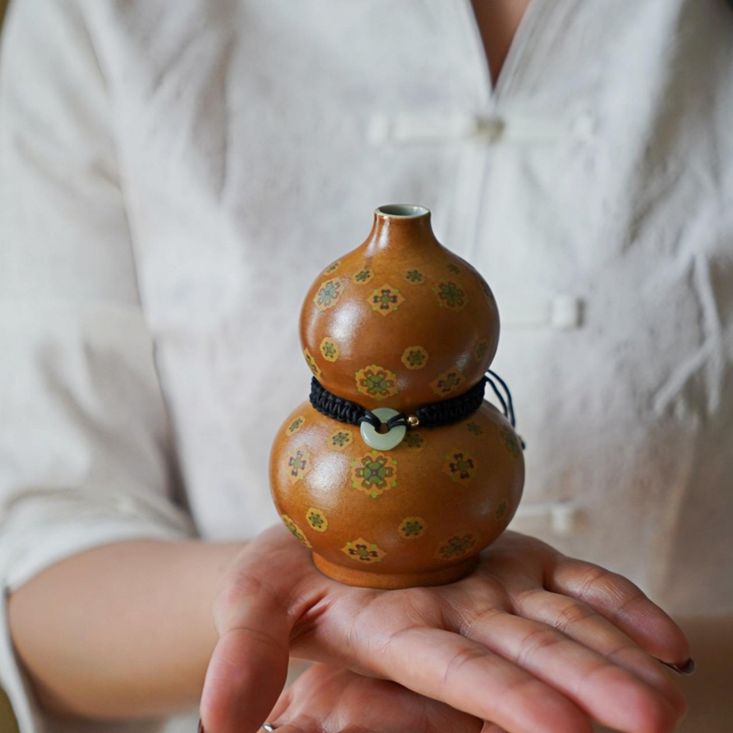 Mini Gourd Vase for Zen Home | Ritual Bud Vase | Lucky Ceramic Decor | Oriental Blessing Gift | Wabi Sabi Spirit Pottery